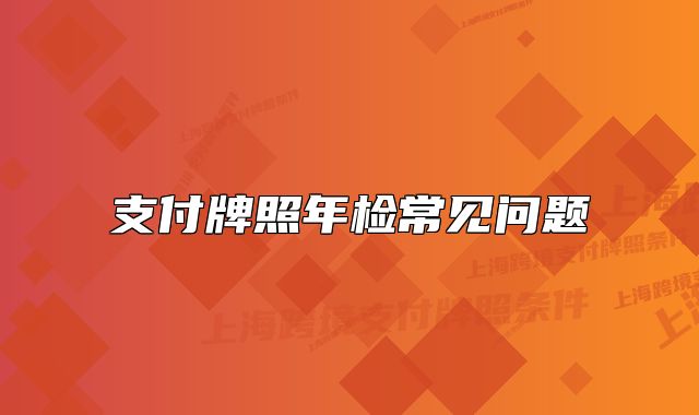 支付牌照年檢常見問題