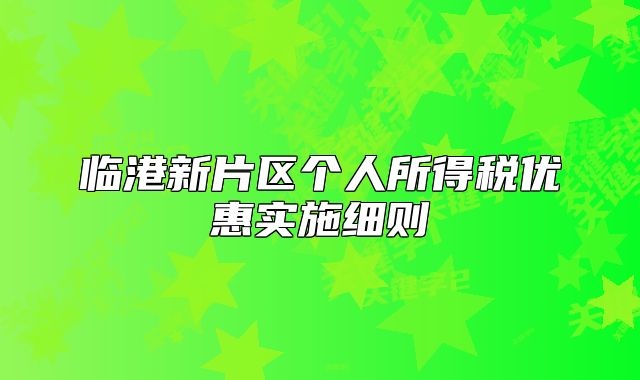臨港新片區(qū)個(gè)人所得稅優(yōu)惠實(shí)施細(xì)則