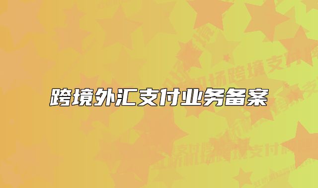 跨境外匯支付業(yè)務(wù)備案