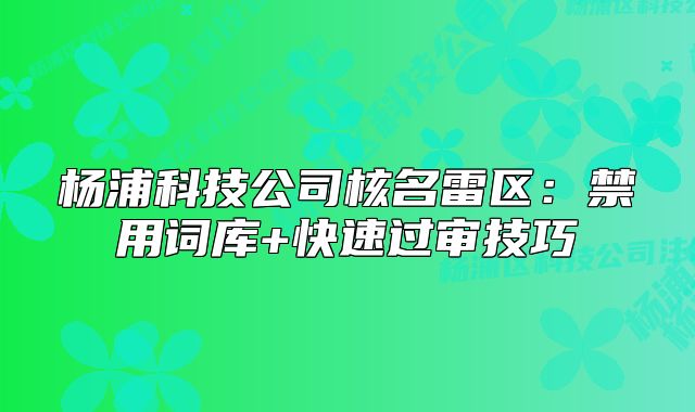 楊浦科技公司核名雷區(qū)：禁用詞庫+快速過審技巧