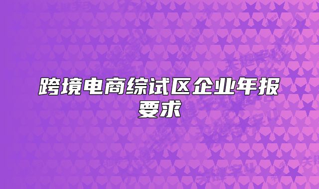 跨境電商綜試區(qū)企業(yè)年報要求