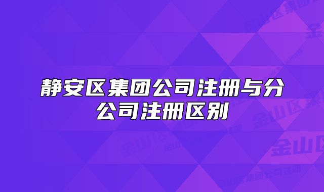 靜安區(qū)集團(tuán)公司注冊與分公司注冊區(qū)別