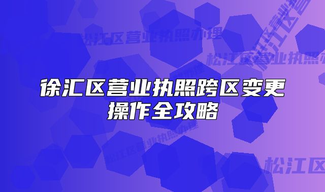 徐匯區(qū)營(yíng)業(yè)執(zhí)照跨區(qū)變更操作全攻略