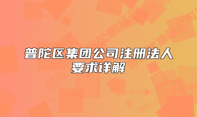 普陀區(qū)集團(tuán)公司注冊(cè)法人要求詳解