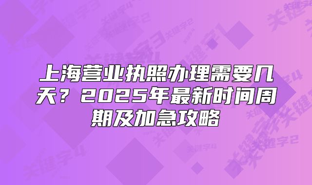 上海營業(yè)執(zhí)照辦理需要幾天？2025年最新時間周期及加急攻略