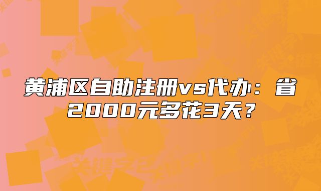 黃浦區(qū)自助注冊vs代辦：省2000元多花3天？