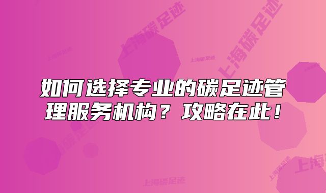 如何選擇專業(yè)的碳足跡管理服務(wù)機構(gòu)？攻略在此！