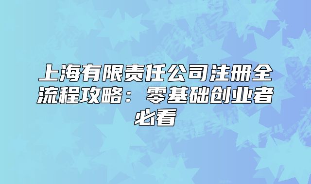 上海有限責(zé)任公司注冊全流程攻略：零基礎(chǔ)創(chuàng)業(yè)者必看