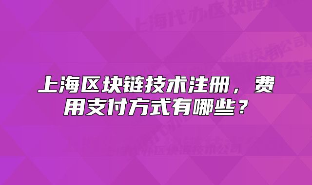 上海區(qū)塊鏈技術(shù)注冊，費用支付方式有哪些？