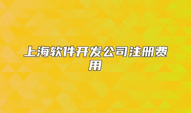上海軟件開發(fā)公司注冊費用