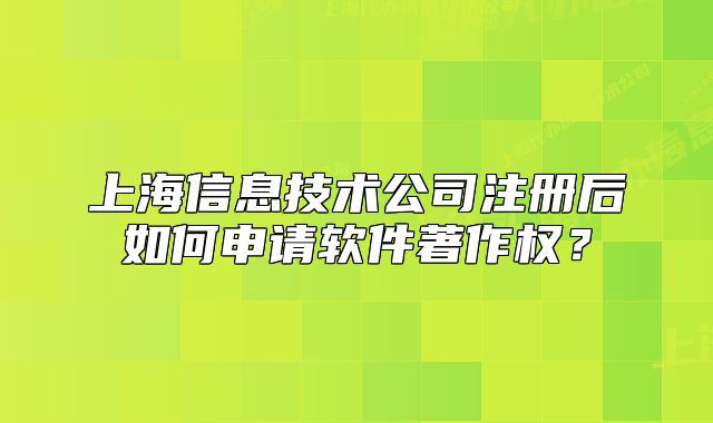 上海信息技術(shù)公司注冊后如何申請軟件著作權(quán)？