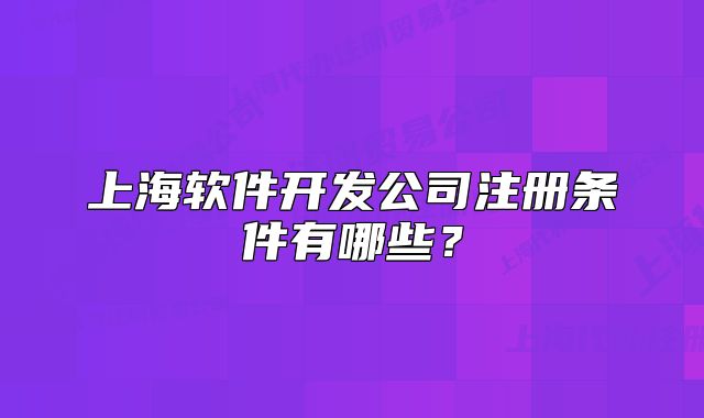 上海軟件開發(fā)公司注冊(cè)條件有哪些？