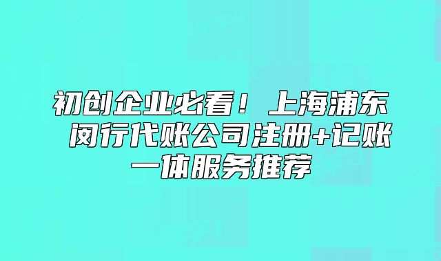 上海浦東 閔行代賬公司注冊(cè)+記賬一體服務(wù)推薦