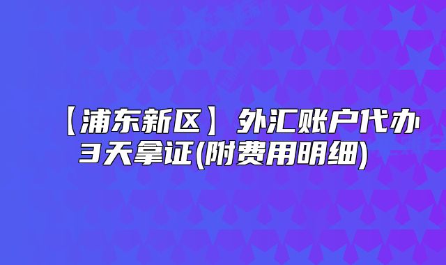 【浦東新區(qū)】外匯賬戶代辦3天拿證(附費(fèi)用明細(xì))