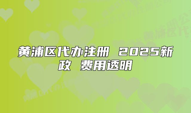 黃浦區(qū)代辦注冊 2025新政 費用透明
