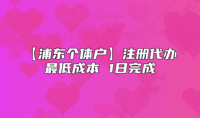 【浦東個(gè)體戶(hù)】注冊(cè)代辦 最低成本 1日完成