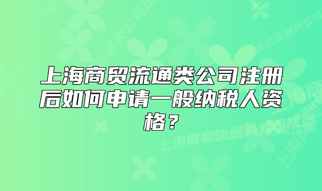 上海商貿(mào)流通類公司注冊(cè)后如何申請(qǐng)一般納稅人資格？