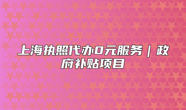 上海執(zhí)照代辦0元服務(wù)｜政府補(bǔ)貼項(xiàng)目