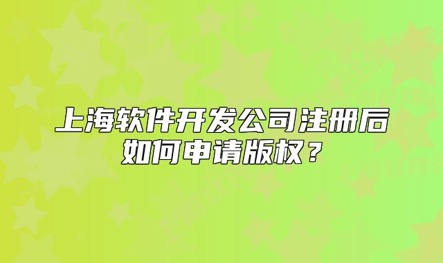 上海軟件開發(fā)公司注冊后如何申請版權(quán)？