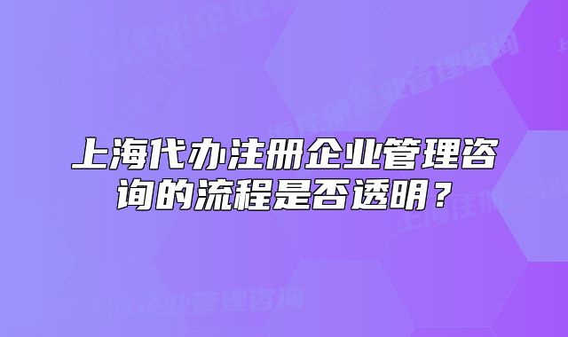 上海代辦注冊企業(yè)管理咨詢的流程是否透明？