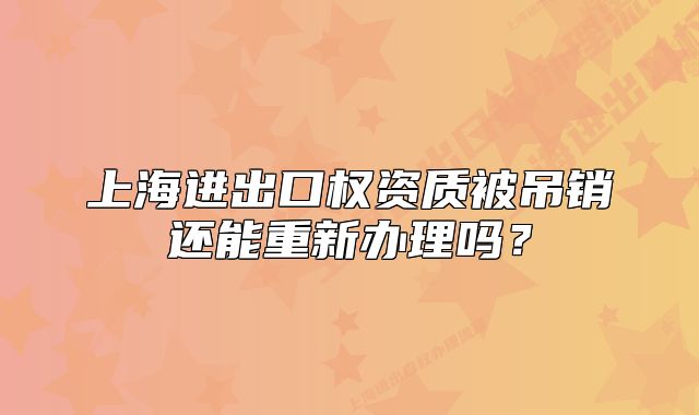 上海進(jìn)出口權(quán)資質(zhì)被吊銷還能重新辦理嗎？