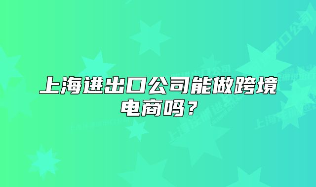 上海進出口公司能做跨境電商嗎？