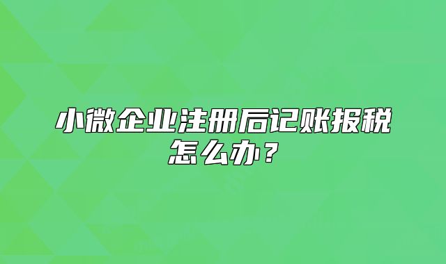 小微企業(yè)注冊后記賬報稅怎么辦？