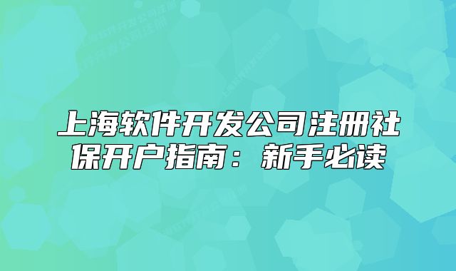 上海軟件開發(fā)公司注冊(cè)社保開戶指南:新手必讀