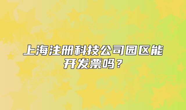 上海注冊科技公司園區(qū)能開發(fā)票嗎？
