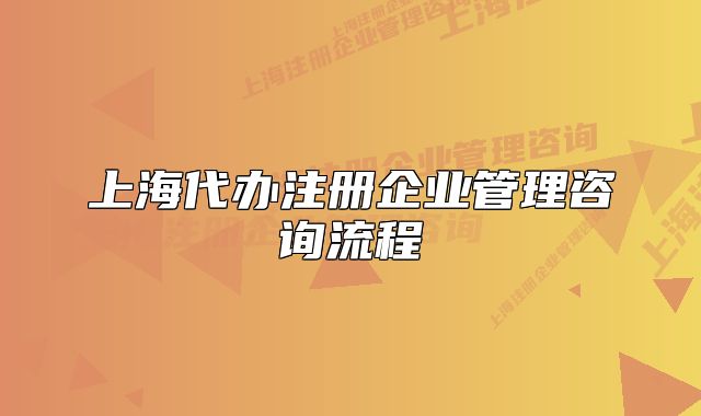 上海代辦注冊企業(yè)管理咨詢流程