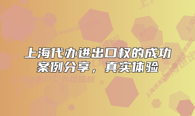 上海代辦進出口權的成功案例分享，真實體驗