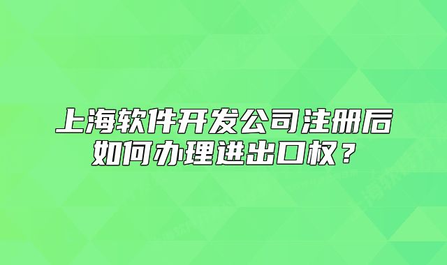 上海軟件開發(fā)公司注冊后如何辦理進(jìn)出口權(quán)？