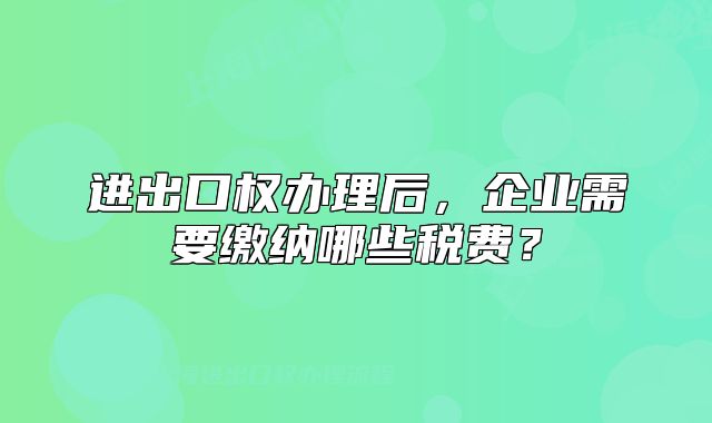 進(jìn)出口權(quán)辦理后，企業(yè)需要繳納哪些稅費(fèi)？