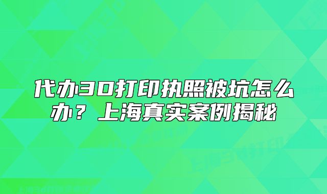 代辦3D打印執(zhí)照被坑怎么辦？上海真實案例揭秘