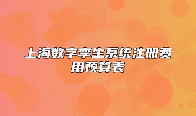 上海數(shù)字孿生系統(tǒng)注冊費用預(yù)算表