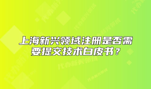 上海新興領域注冊是否需要提交技術白皮書？