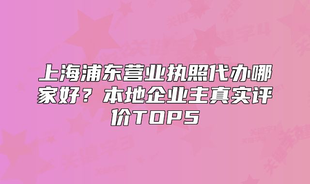 上海浦東營業(yè)執(zhí)照代辦哪家好？本地企業(yè)主真實評價TOP5