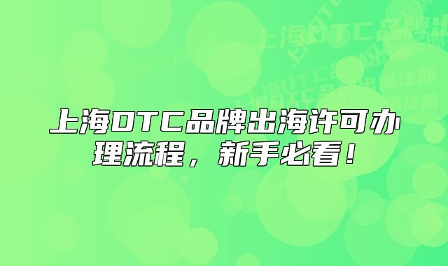上海DTC品牌出海許可辦理流程，新手必看！