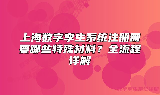 上海數(shù)字孿生系統(tǒng)注冊(cè)需要哪些特殊材料？全流程詳解