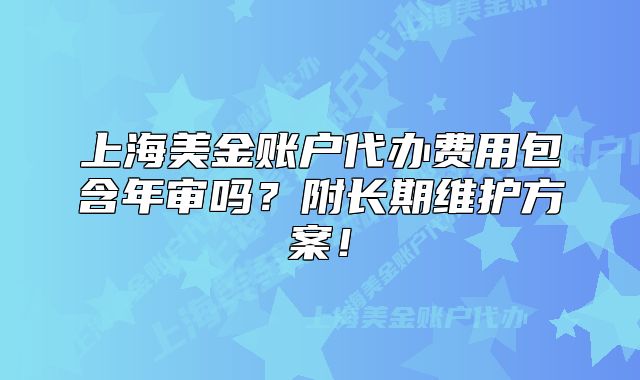 上海美金賬戶代辦費(fèi)用包含年審嗎？附長期維護(hù)方案！
