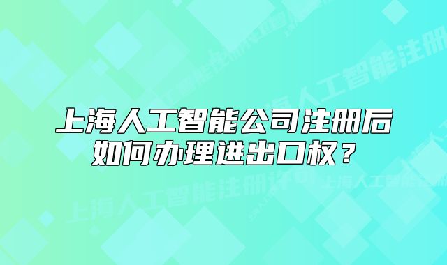 上海人工智能公司注冊后如何辦理進(jìn)出口權(quán)？