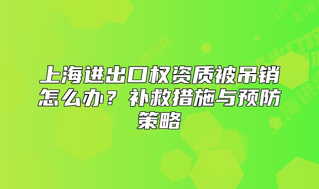上海進(jìn)出口權(quán)資質(zhì)被吊銷怎么辦?補(bǔ)救措施與預(yù)防策略