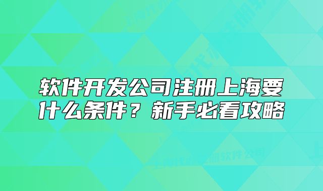 軟件開(kāi)發(fā)公司注冊(cè)上海要什么條件？新手必看攻略