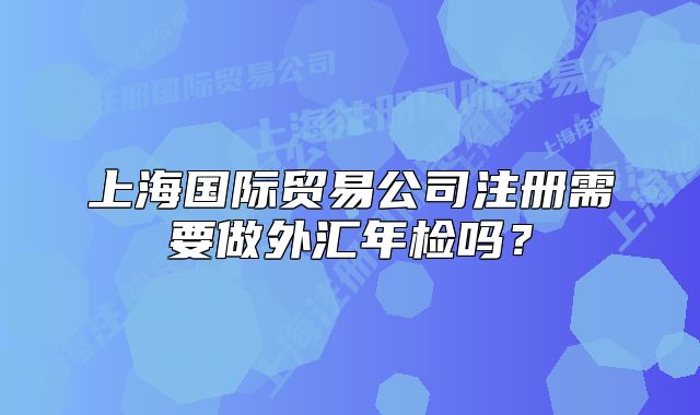 上海國(guó)際貿(mào)易公司注冊(cè)需要做外匯年檢嗎？