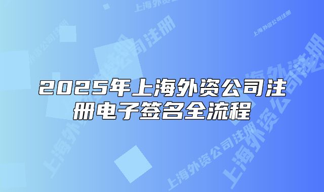 2025年上海外資公司注冊電子簽名全流程