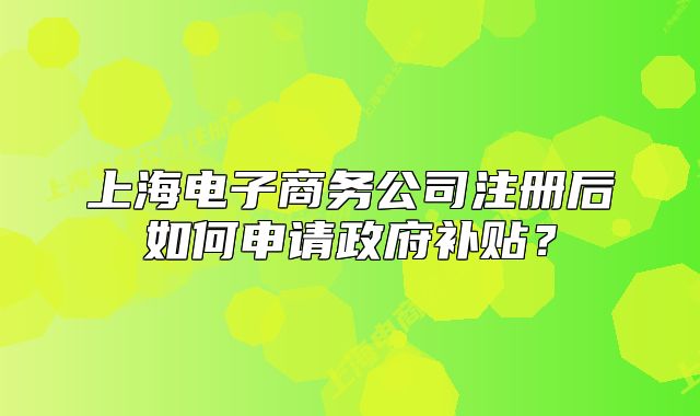 上海電子商務(wù)公司注冊(cè)后如何申請(qǐng)政府補(bǔ)貼？