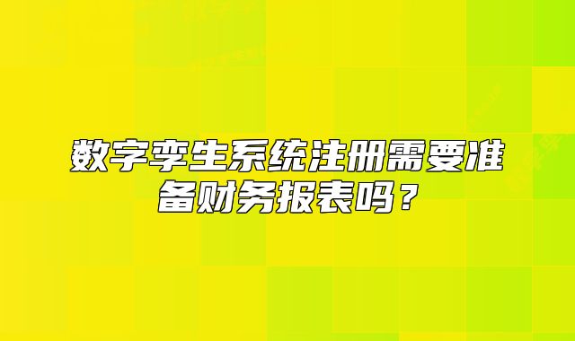數(shù)字孿生系統(tǒng)注冊(cè)需要準(zhǔn)備財(cái)務(wù)報(bào)表嗎？