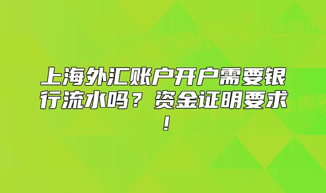 上海外匯賬戶開戶需要銀行流水嗎？資金證明要求！
