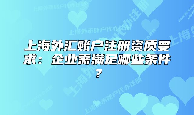上海外匯賬戶注冊(cè)資質(zhì)要求：企業(yè)需滿足哪些條件？