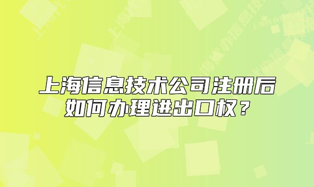 上海信息技術(shù)公司注冊(cè)后如何辦理進(jìn)出口權(quán)？